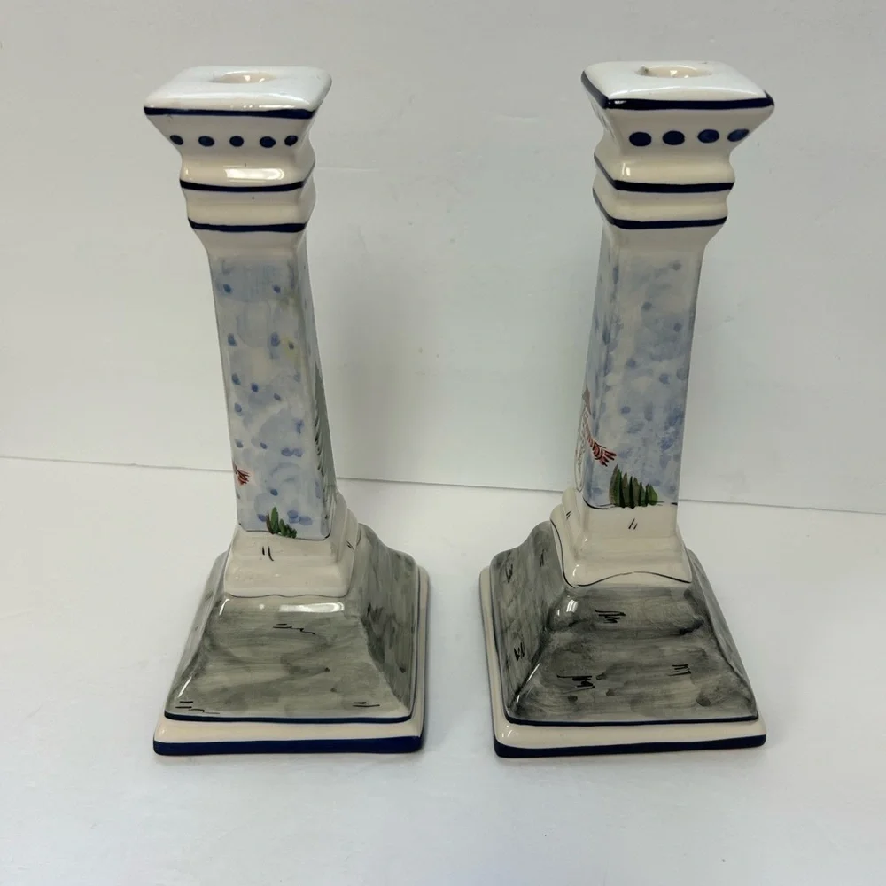 Vintage RCCL Portugal Tapered Hand Painted Candle Holders